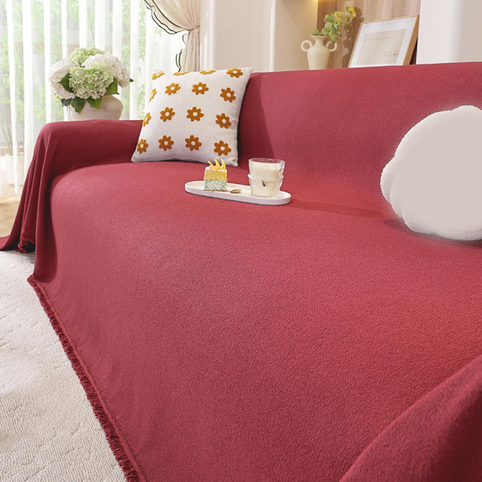 レッドオーク街並み　マルチカバー　ソファカバー　ヴィンテージラグ　136x180 VINTAGE - レッドオーク街並み マルチカバー ソファカバー